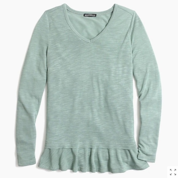 J. Crew Factory Tops - J. Crew Mercantile V Neck Ruffle Hem Shirt XL